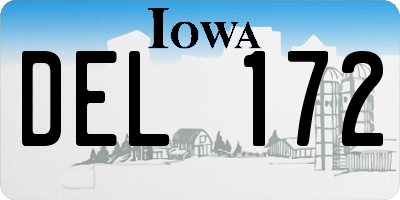 IA license plate DEL172