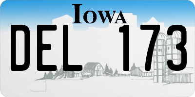 IA license plate DEL173