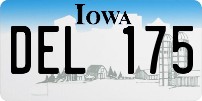 IA license plate DEL175