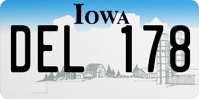 IA license plate DEL178