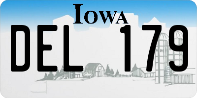 IA license plate DEL179