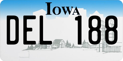 IA license plate DEL188