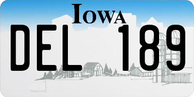 IA license plate DEL189