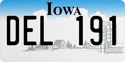 IA license plate DEL191