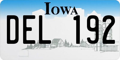 IA license plate DEL192
