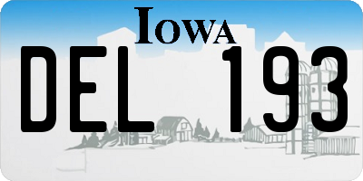 IA license plate DEL193