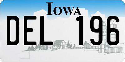 IA license plate DEL196