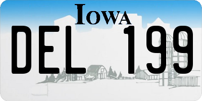 IA license plate DEL199