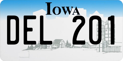 IA license plate DEL201