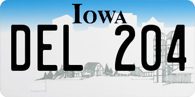 IA license plate DEL204
