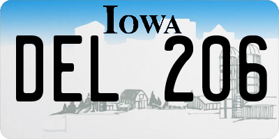 IA license plate DEL206