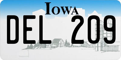 IA license plate DEL209