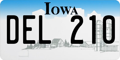 IA license plate DEL210