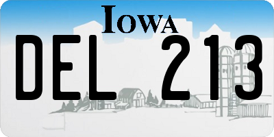 IA license plate DEL213