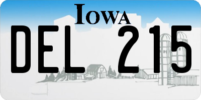 IA license plate DEL215