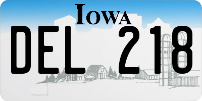 IA license plate DEL218