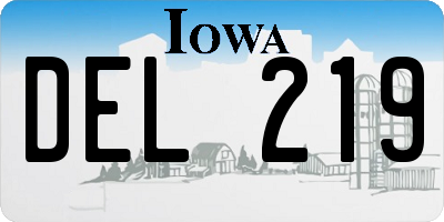 IA license plate DEL219