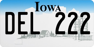 IA license plate DEL222