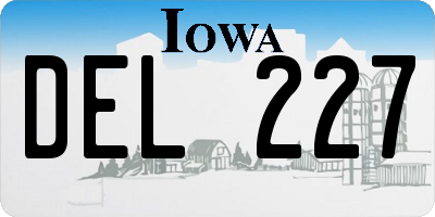 IA license plate DEL227