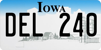 IA license plate DEL240