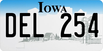 IA license plate DEL254
