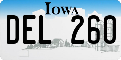 IA license plate DEL260
