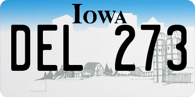 IA license plate DEL273