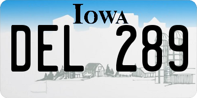 IA license plate DEL289