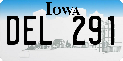 IA license plate DEL291