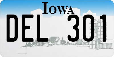 IA license plate DEL301