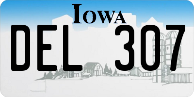 IA license plate DEL307