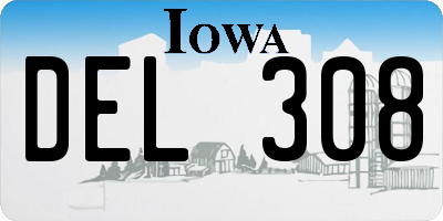 IA license plate DEL308