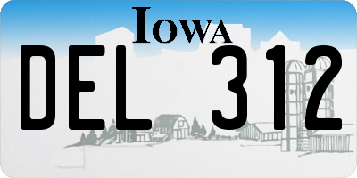IA license plate DEL312