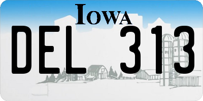 IA license plate DEL313