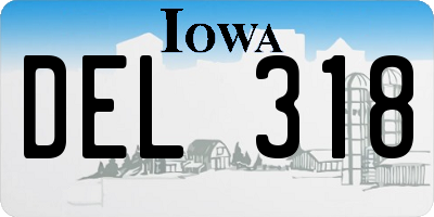 IA license plate DEL318