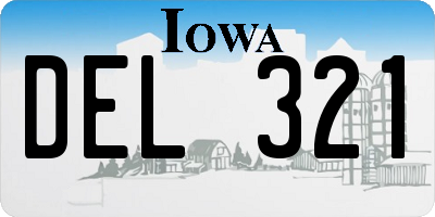 IA license plate DEL321