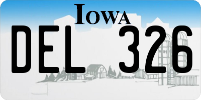 IA license plate DEL326