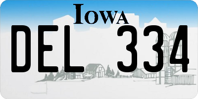 IA license plate DEL334