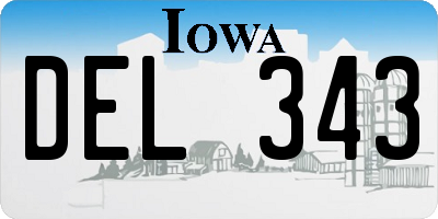 IA license plate DEL343