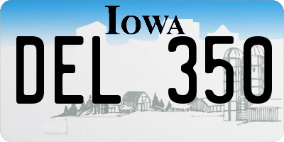 IA license plate DEL350