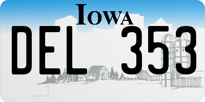 IA license plate DEL353