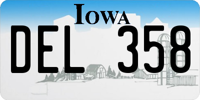 IA license plate DEL358