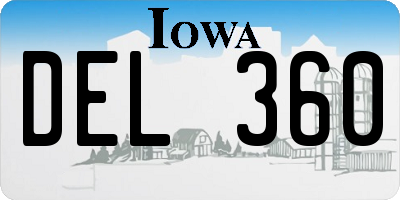 IA license plate DEL360