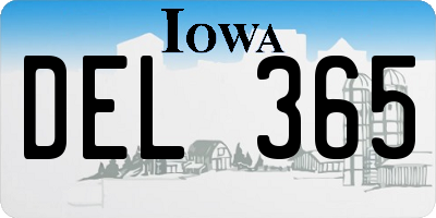 IA license plate DEL365