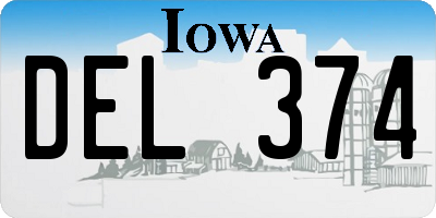 IA license plate DEL374
