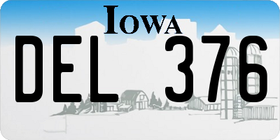 IA license plate DEL376