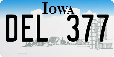 IA license plate DEL377