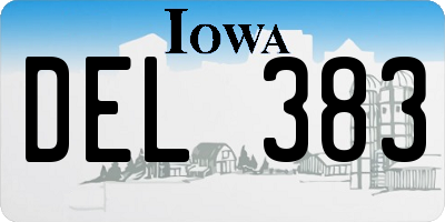 IA license plate DEL383