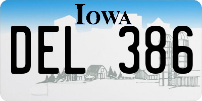 IA license plate DEL386