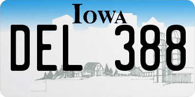 IA license plate DEL388